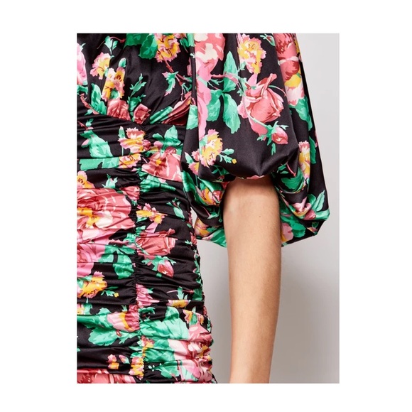 New! FOR LOVE & LEMONS “Jolie” Floral Ruched Mini Dress - Picture 7 of 13